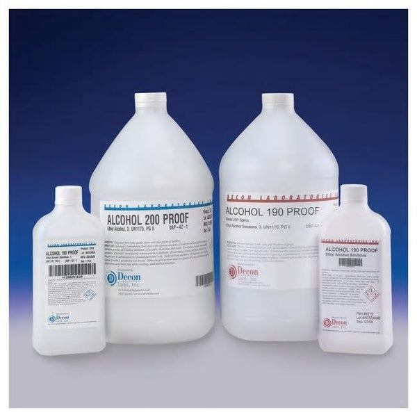 190 Proof Ethanol, (95%), USP, Decon Labs, Multiple Sizes Available