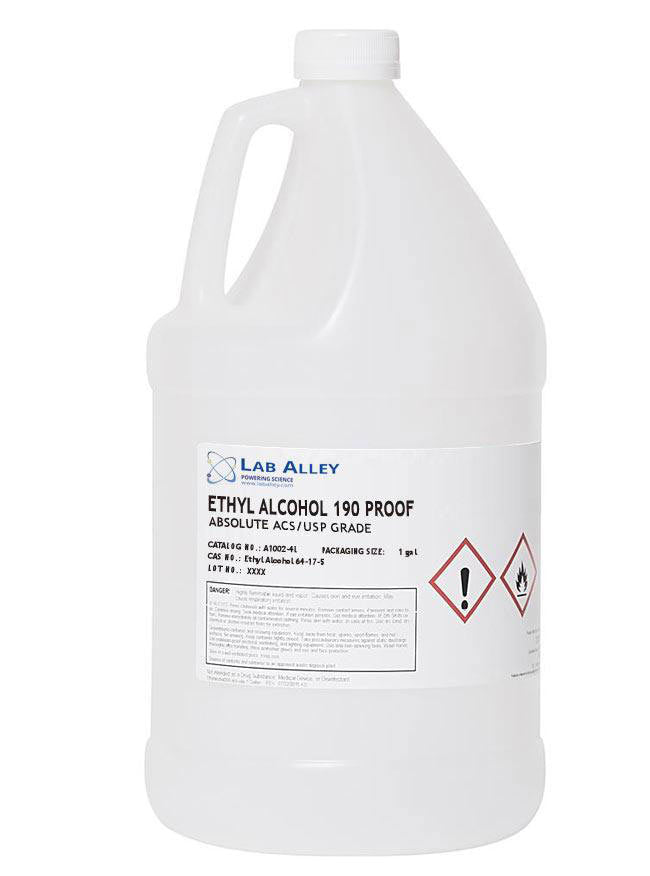 Ethanol 190 Proof, Undenatured, Food Grade Ethanol, ACS-USP Grade, Tax Paid, 1 Gallon, Poly Pail