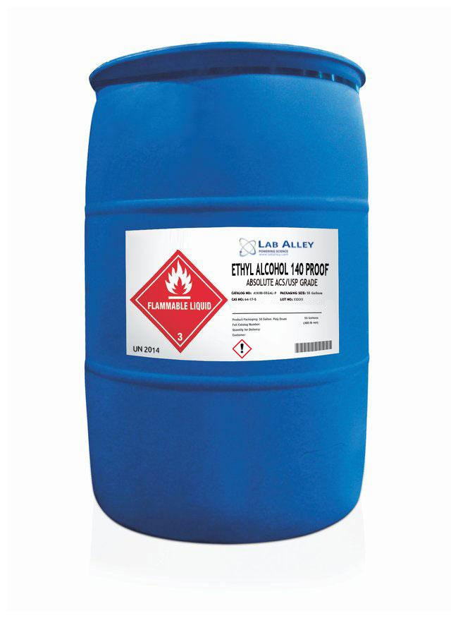 Ethanol 140 Proof, Absolute ACS/USP Grade, 55 Gallon Drum