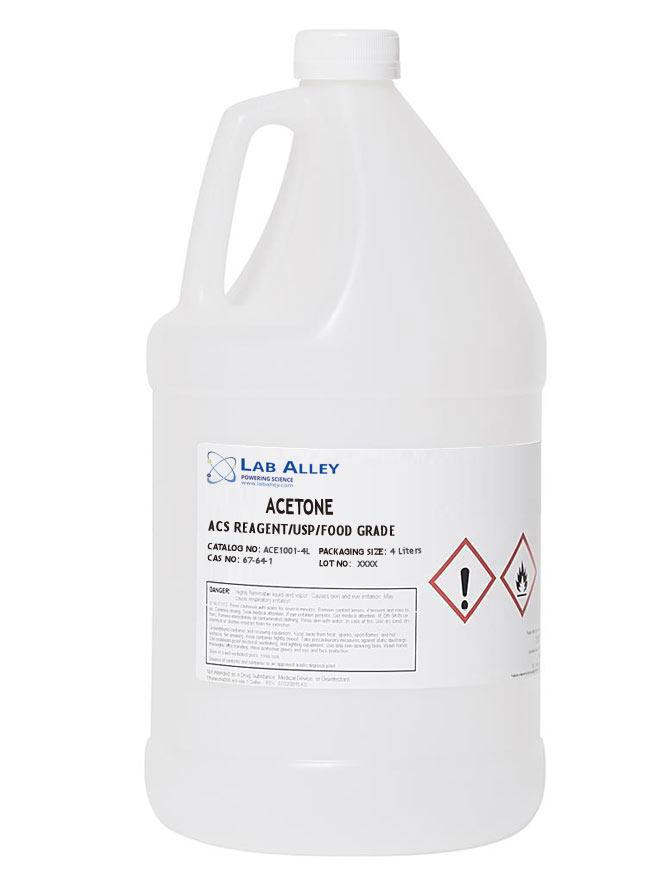 100% Pure Acetone 4L