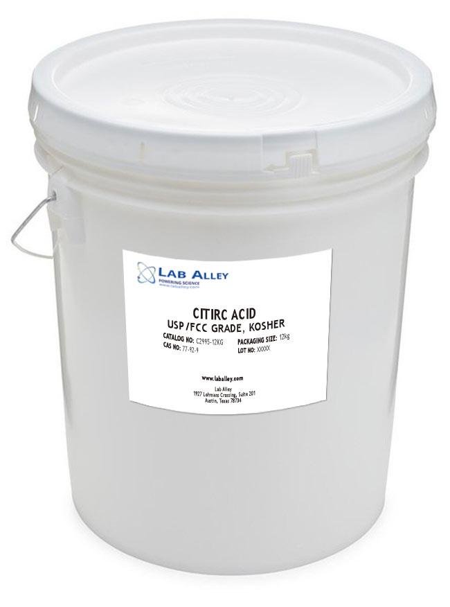 Citric Acid, USP/FCC Grade, Kosher, 12 kg