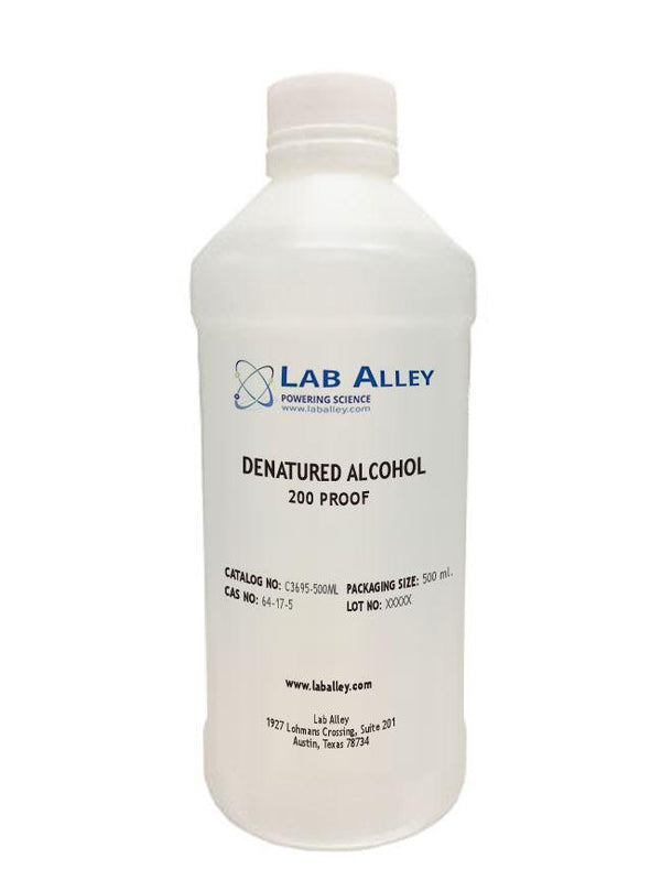 Denatured Ethanol 200 Proof, 500ml, Poly Bottle