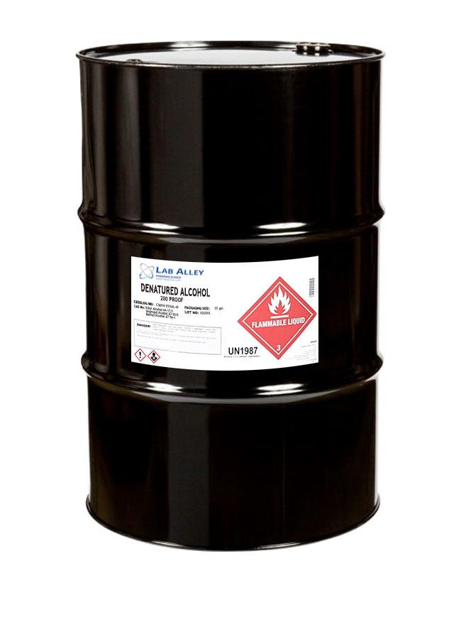 Denatured Ethanol 200 Proof, SDA 3A Ethanol, Denatured Alcohol, 55 Gallon Drum, Metal