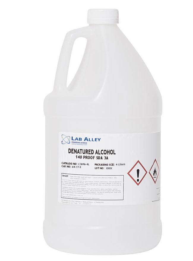 Specially Denatured Alcohol 140 Proof SDA 3A, 4 Liters
