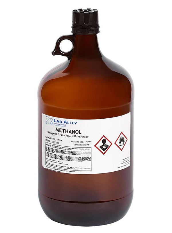 Methanol (Methyl Alcohol), Reagent ACS, USP/NF Grade, 4x4 Liter