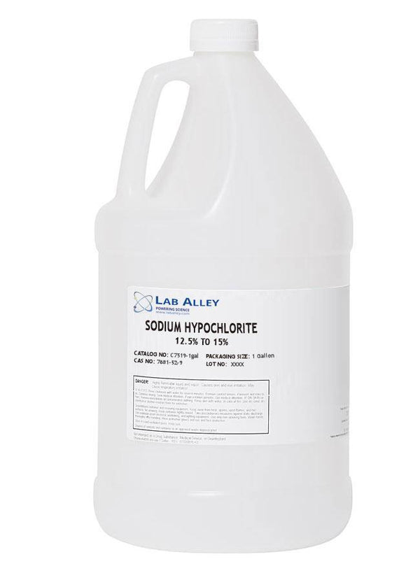 Sodium Hypochlorite 12.5% to 15%, 1 gallon