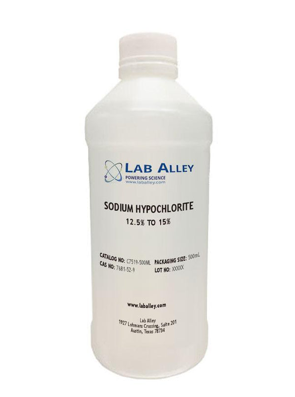 Sodium Hypochlorite 12.5% to 15%, 500ml