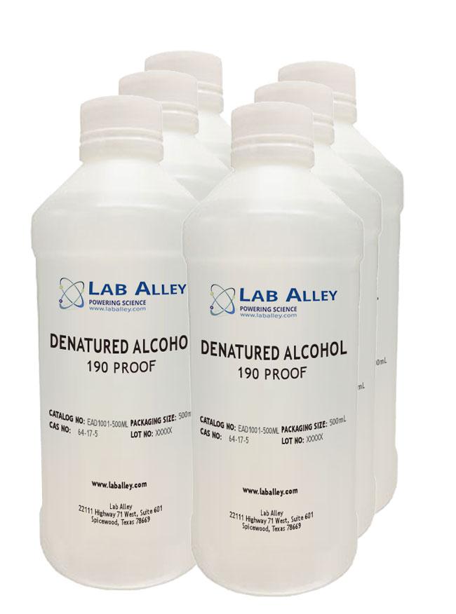 Denatured Ethanol 190 Proof (95%), 6x500ml