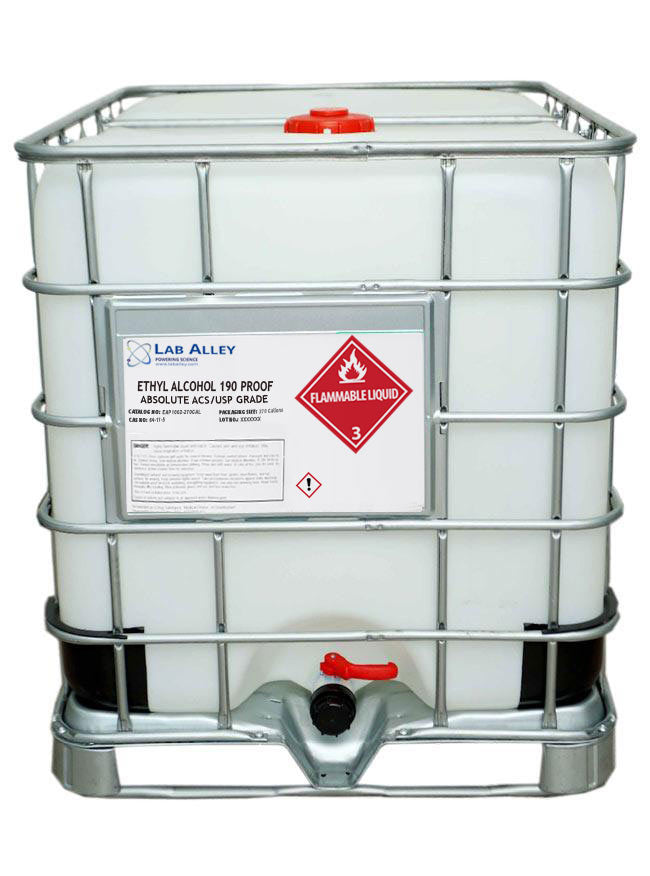 Denatured Ethanol 190 Proof (95%), 270 Gallon Tote