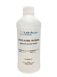 Ethanol 190 Proof, Undenatured, Food Grade Ethanol, ACS-USP Grade, Tax Paid, 1 Pint Poly Bottle