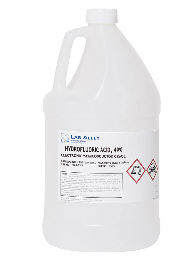 Hydrofluoric Acid, Electronic Grade / Semiconductor Grade, 49%, 1 Gallon
