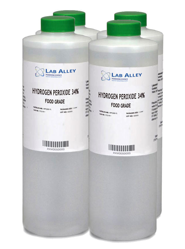 Hydrogen Peroxide 34%, Food Grade, 4x1L