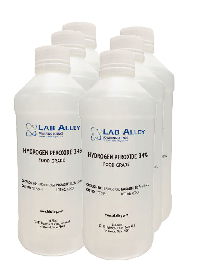 Hydrogen Peroxide 34%, Food Grade, 6x500mL