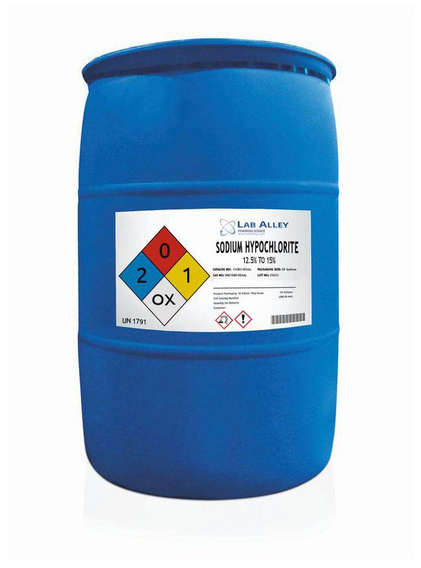 Sodium Hypochlorite 12.5% to 15%, 55 Gallons 